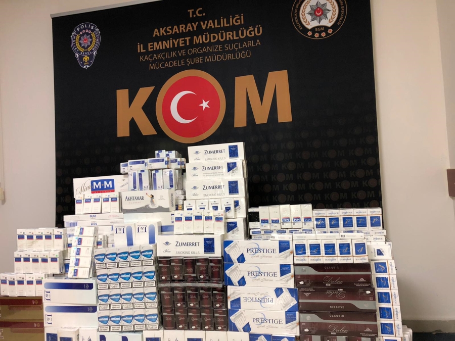 Aksaray emniyet müdürlüğü Kaçakçılık Polisi  çok sayıda kaçak sigara ele geçirdi
