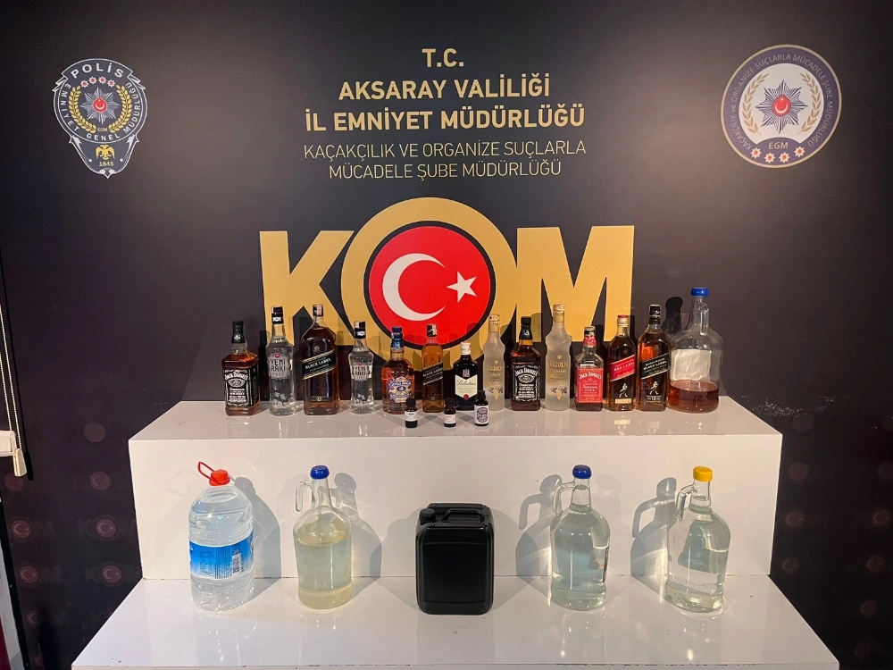 Aksaray’da Kaçak Alkol Operasyonu  29,5 Litre Sahte Alkol Ele Geçirildi